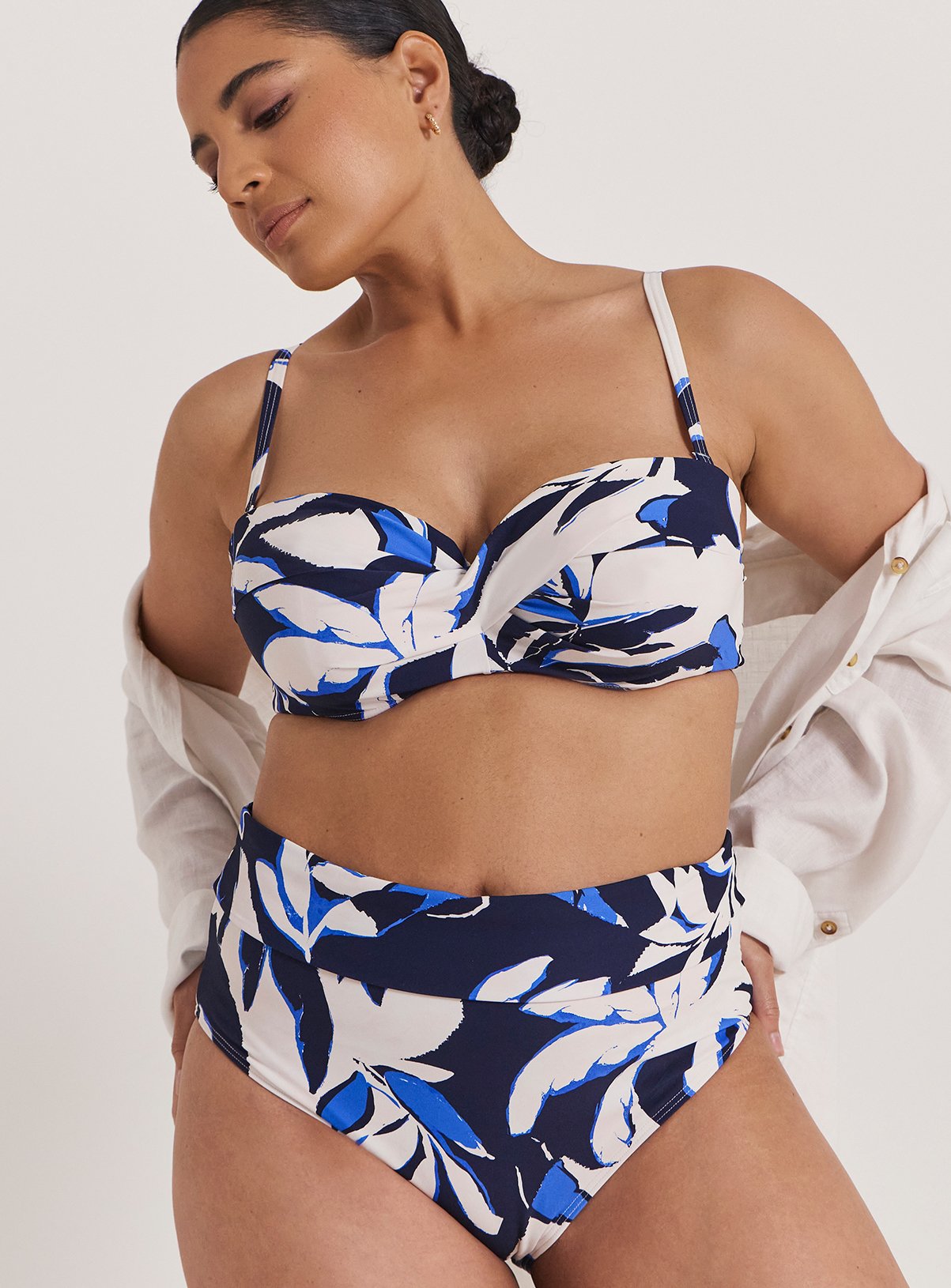 SIMPLY BE Magisculpt Fold Over Tummy Control Classic Bikini Brief Leaf Print 30 - Image 1 thumbnail